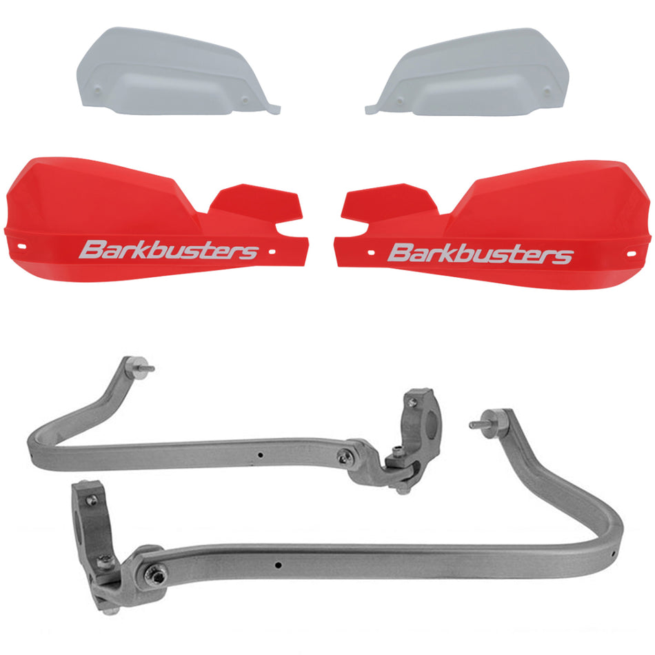 CUBRE PUÑOS ALUMINIO KTM 390 ADVENTURE - ROYAL ENFIELD HIMALAYAN 16-21 - BAJAJ DOMINAR 400 - YAMAHA XT 660R - ROJO/BLANCO (INCLUYE PLASTICOS VPS) - BARKBUSTERS