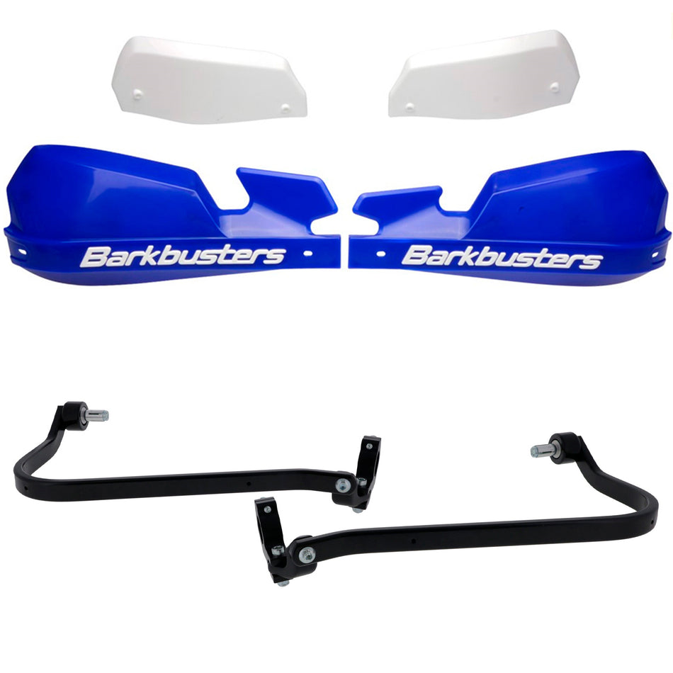CUBRE PUÑOS ALUMINIO DUCATI DESERT X 22-26 - DESERT X RALLY 22-26 - AZUL/BLANCO (INCLUYE PLASTICOS VPS) - BARKBUSTERS