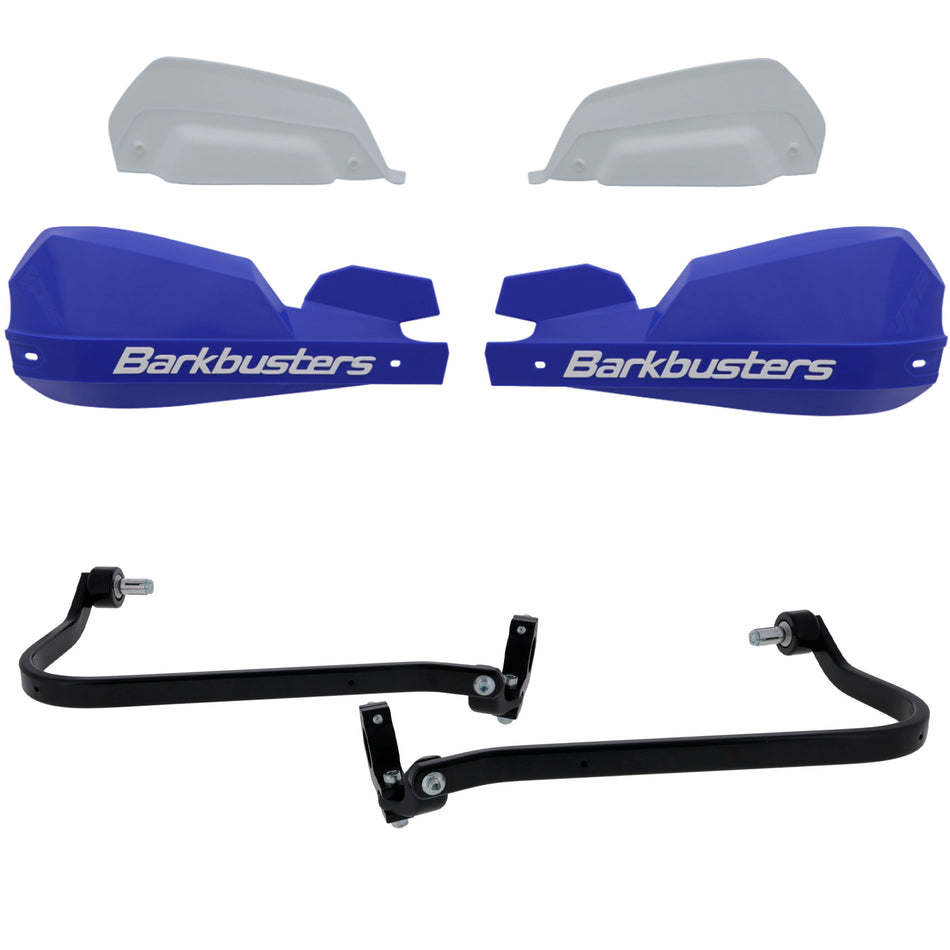 CUBRE PUÑOS ALUMINIO DUCATI DESERT X 22-26 - DESERT X RALLY 22-26 - AZUL/BLANCO (INCLUYE PLASTICOS VPS) - BARKBUSTERS