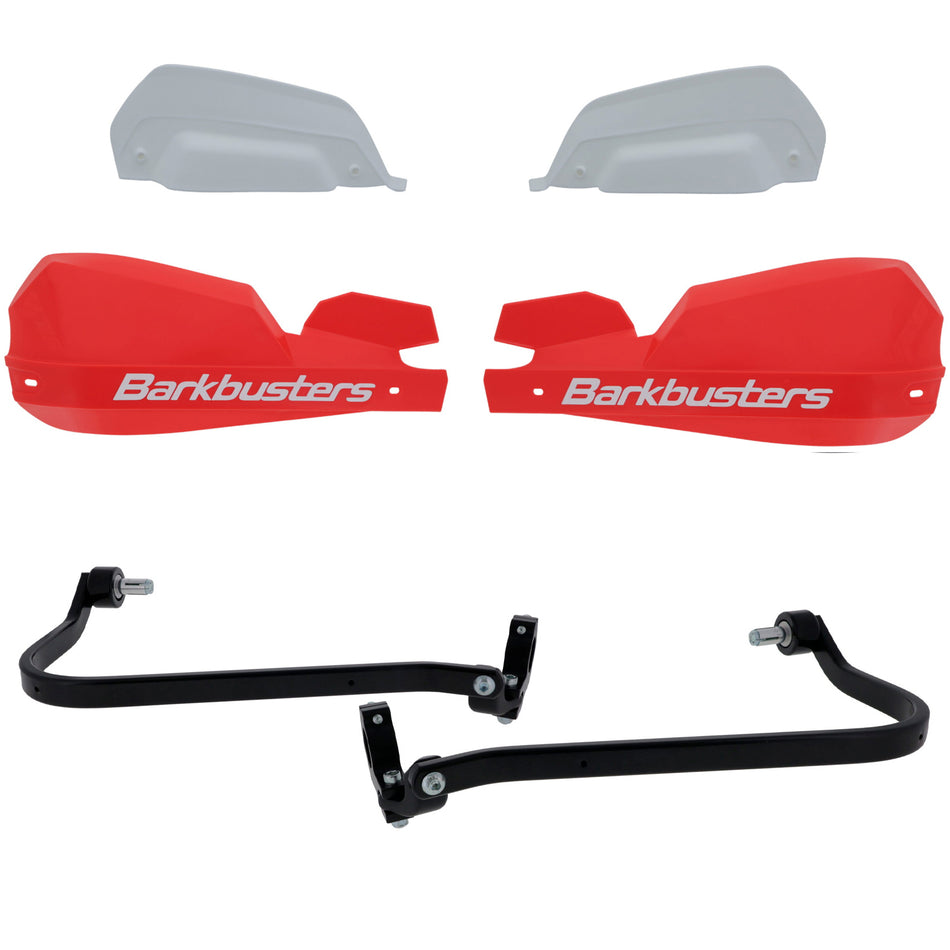 CUBRE PUÑOS ALUMINIO DUCATI DESERT X 22-26 - DESERT X RALLY 22-26 - ROJO/BLANCO (INCLUYE PLASTICOS VPS) - BARKBUSTERS