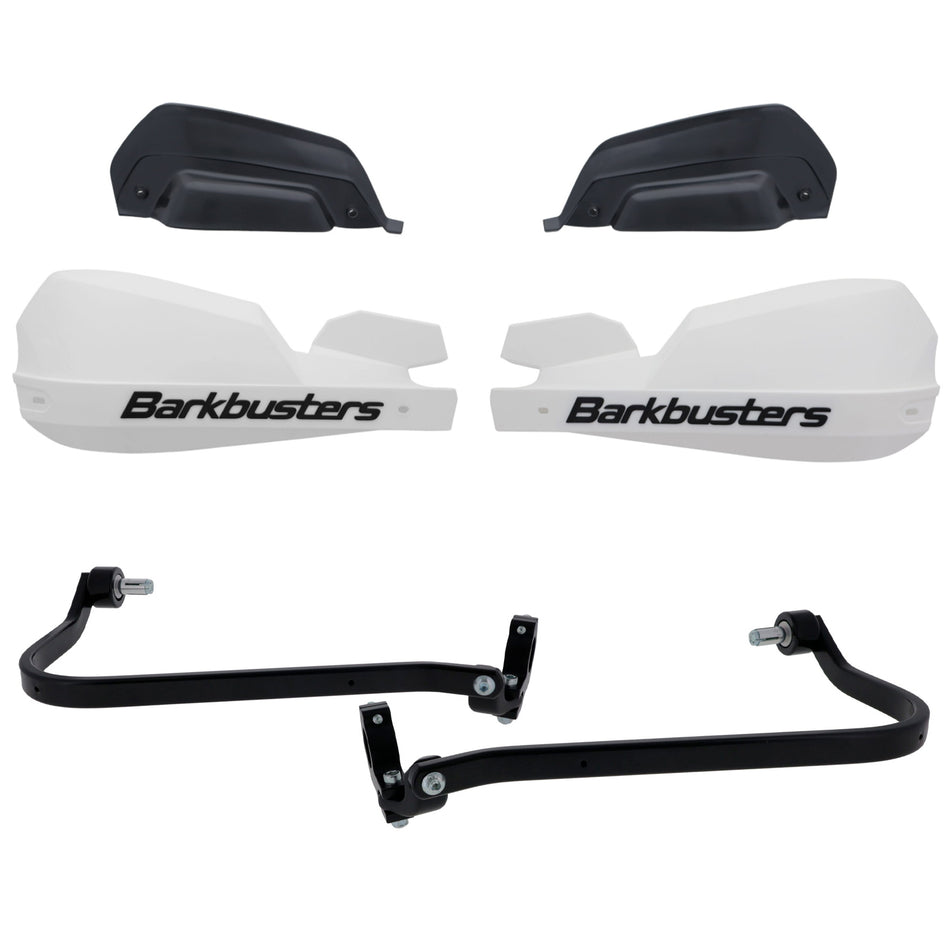 CUBRE PUÑOS ALUMINIO DUCATI DESERT X 22-26 - DESERT X RALLY 22-26 - BLANCO/NEGRO (INCLUYE PLASTICOS VPS) - BARKBUSTERS