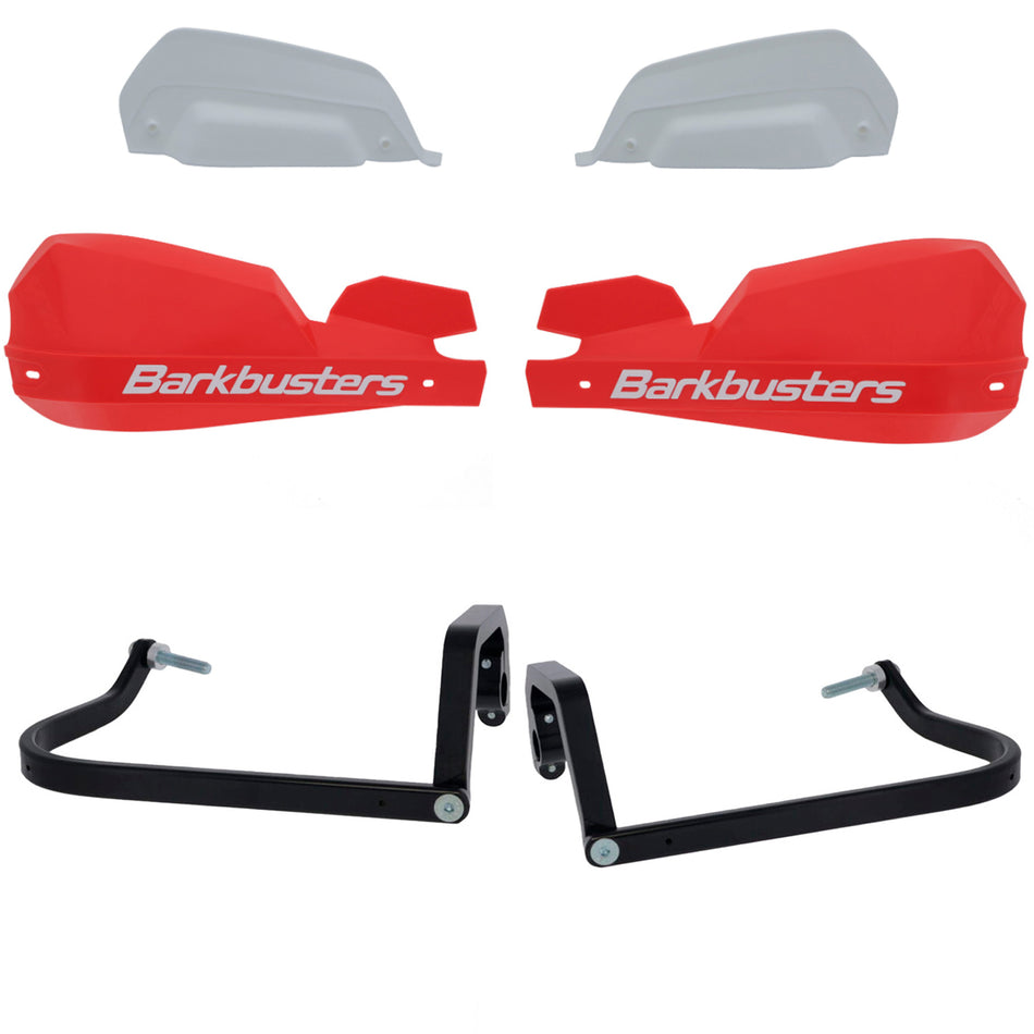 CUBRE PUÑOS ALUMINIO BMW R 1300 GS - 1300 GS ADVENTURE - ROJO/BLANCO (INCLUYE PLASTICOS VPS) - BARKBUSTERS