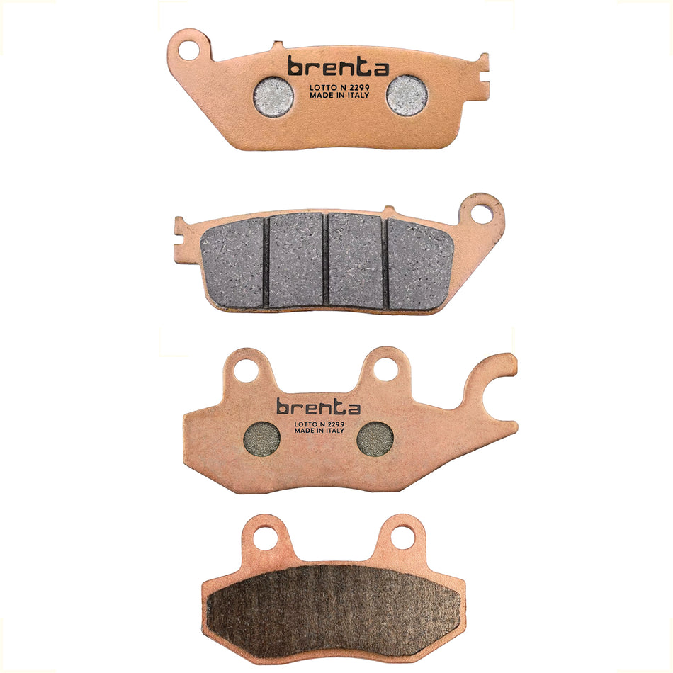 KIT BALATAS FRENO DELANTERO Y TRASERO TRIUMPH 900 SCRAMBLER 06-16 - 900 BONNEVILLE 09 -11 - BONNEVILLE T100 05-20 - BONNEVILLE T120 16-20 - SINTERIZADA - BRENTA