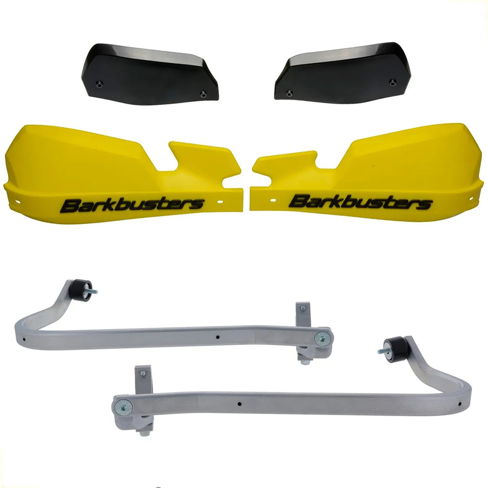CUBRE PUÑOS ALUMINIO ROYAL ENFIELD HIMALAYAN 450 - GUERRILLA 450 - AMARILLO/NEGRO [INCLUYE PLASTICOS VPS] - BARKBUSTERS