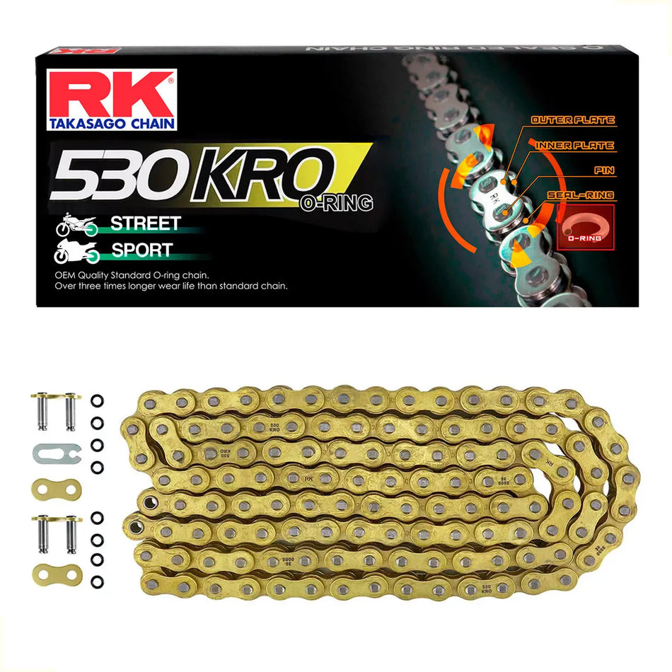 CADENA GB 530 KRO X 124L CON ORING - DORADA - RK