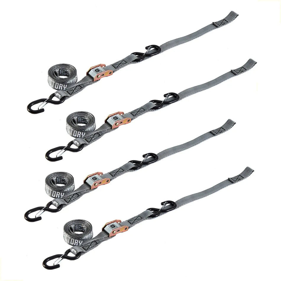 KIT X 4 CORREAS AMARRE CINCHOS TIE DOWN 1.0"/25 MM PARA MOTOCICLETAS - GRIS - PRO FACTORY