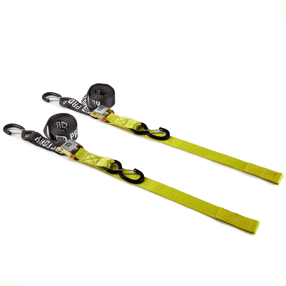 CORREAS AMARRE CINCHOS TIE DOWN 1.5"/38 MM PARA MOTOCICLETAS - PAR - AMARILLO - PRO FACTORY