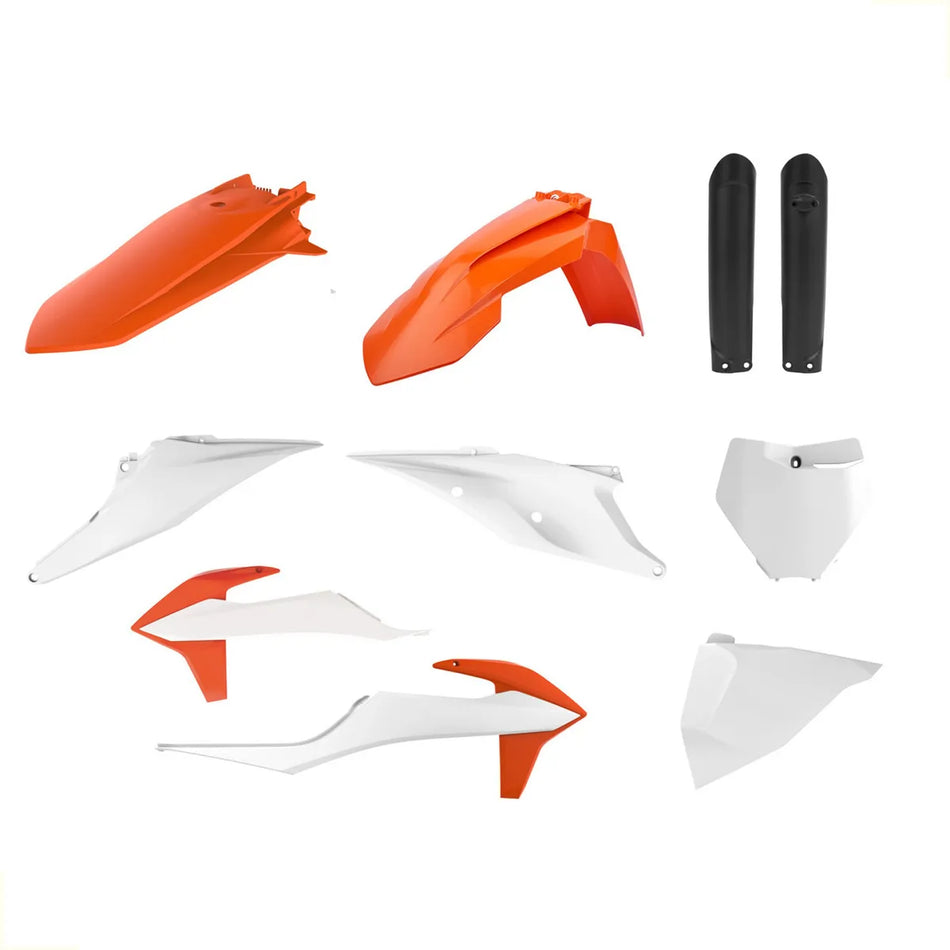 KIT DE PLASTICOS KTM SX/XC/SX-F/XC-F 19-22 - BLANCO/NARANJA - POLISPORT