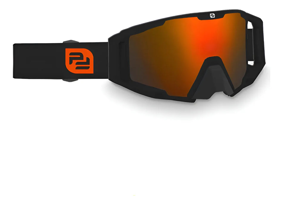 GOGGLES GAFAS TACTICOS MOTOCROSS MX2 - NEGRA NARANJA - PRO FACTORY