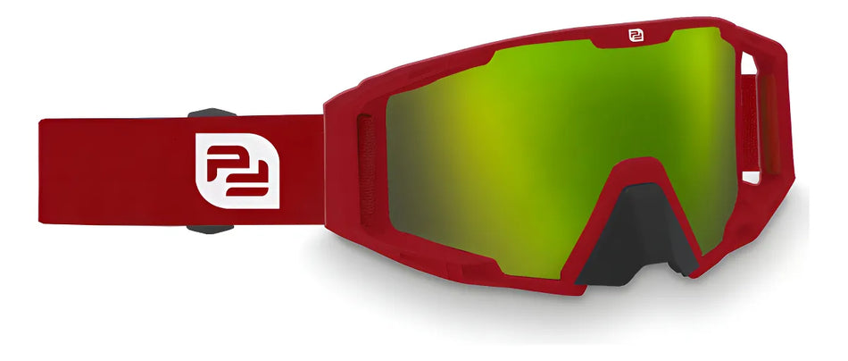 GOGGLES GAFAS TACTICOS MOTOCROSS MX2 - ROJO/VERDE - PRO FACTORY