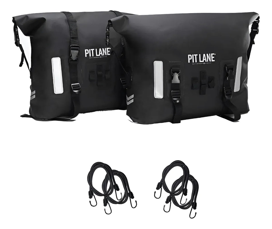 ALFORJAS MALETAS LATERALES 20 LTS - IMPERMEABLES - UNIVERSALES - NEGRO - PIT LANE