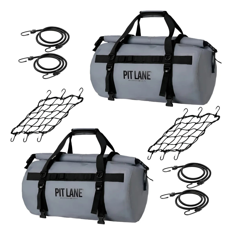 COMBO X2 MALETA BOLSA TRASERA 35 LTS - INPERMEABLE - UNIVERSAL - GRIS - PIT LANE