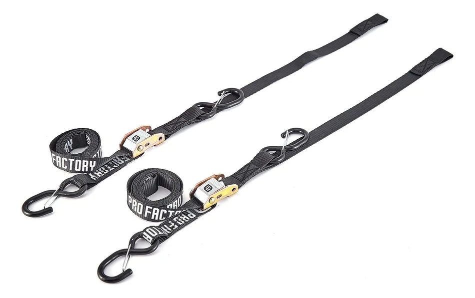CORREAS AMARRE CINCHOS TIE DOWN 1.0"/25 MM PARA MOTOCICLETAS - PAR - NEGRO - PRO FACTORY