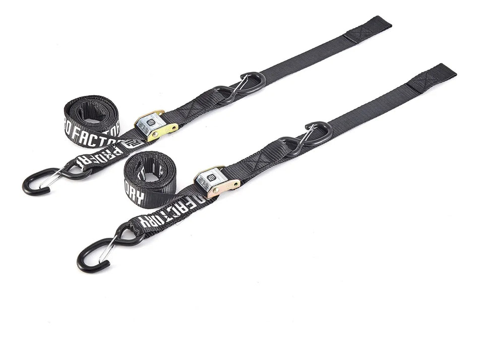 CORREAS AMARRE CINCHOS TIE DOWN 1.5"/38 MM PARA MOTOCICLETAS - PAR - NEGRO - PRO FACTORY