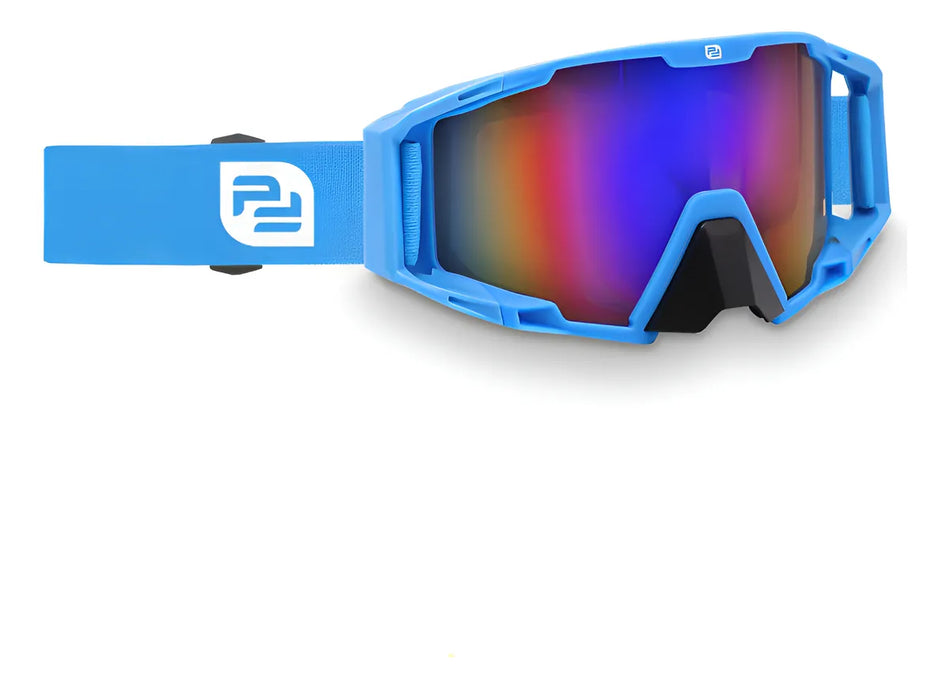 GOGGLES GAFAS TACTICOS MOTOCROSS MX2 - CELESTE/BLANCO- PRO FACTORY