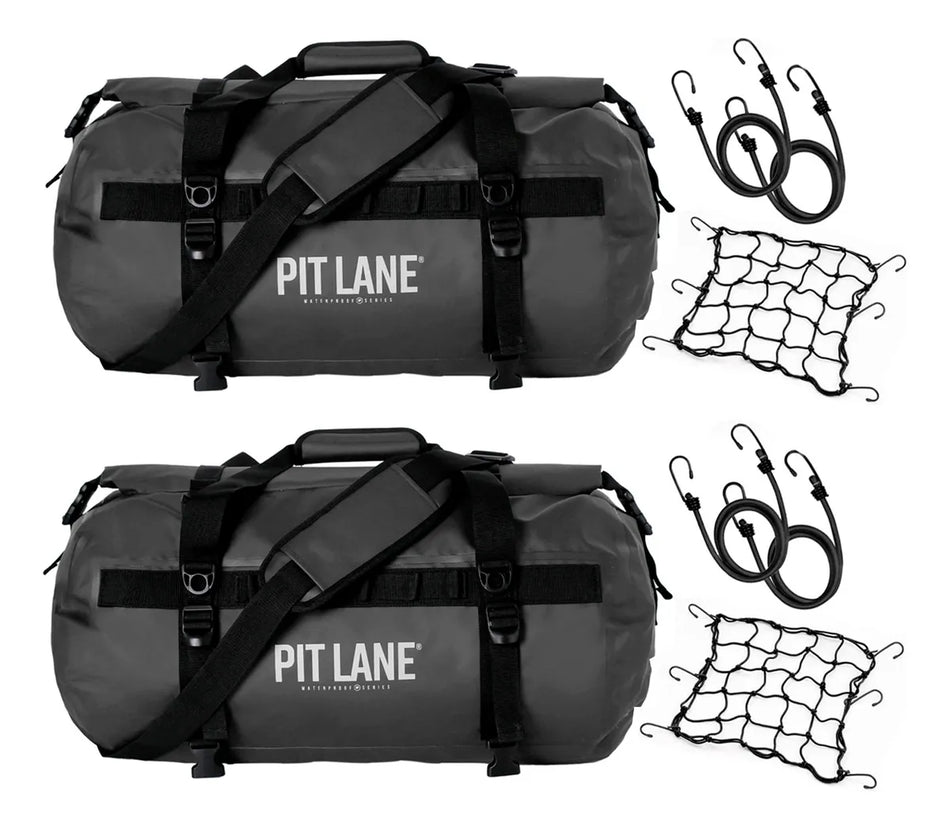 COMBO X2 MALETA BOLSA TRASERA 35 LTS - INPERMEABLE - UNIVERSAL - NEGRO - PIT LANE