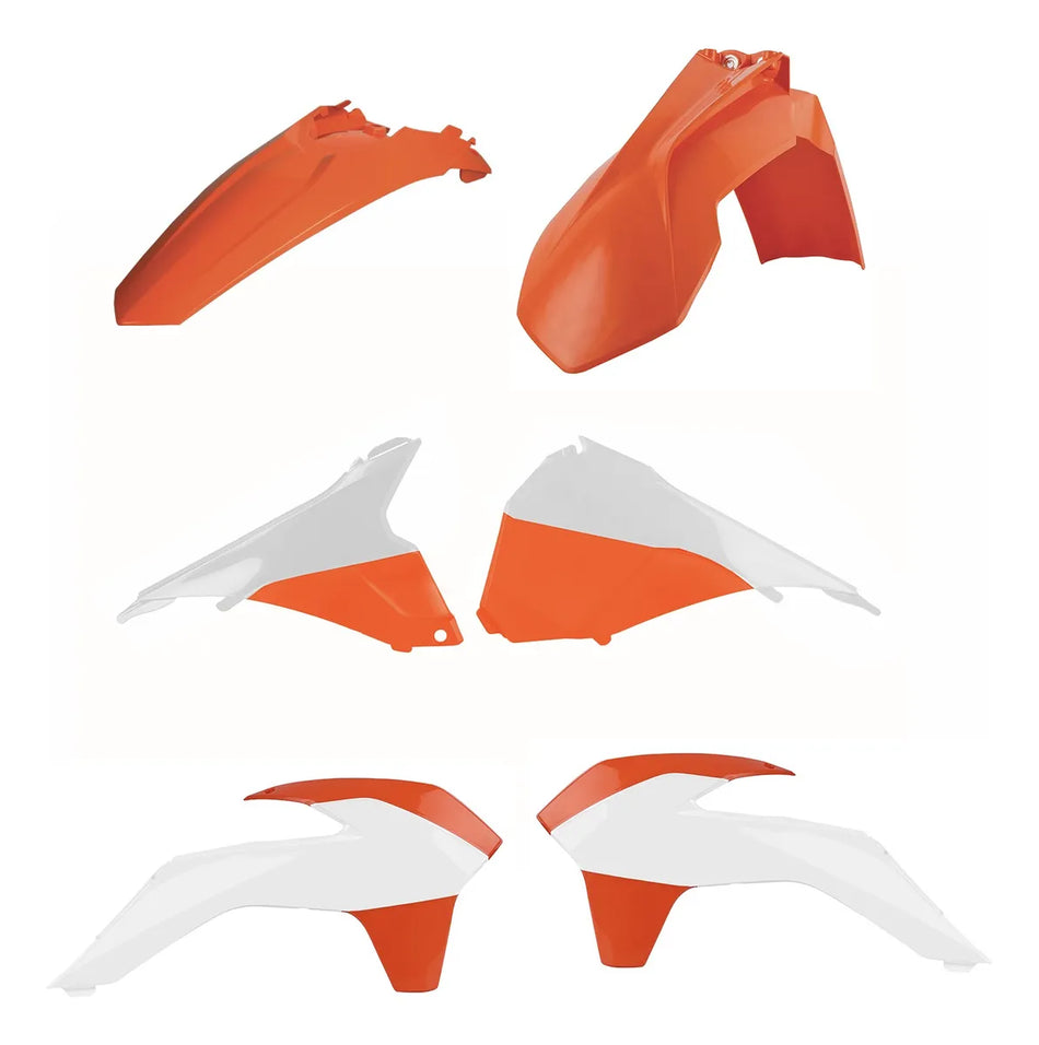 KIT DE PLASTICOS - KTM EXC/EXC-F 14-16 - NARANJA/BLANCO - POLISPORT