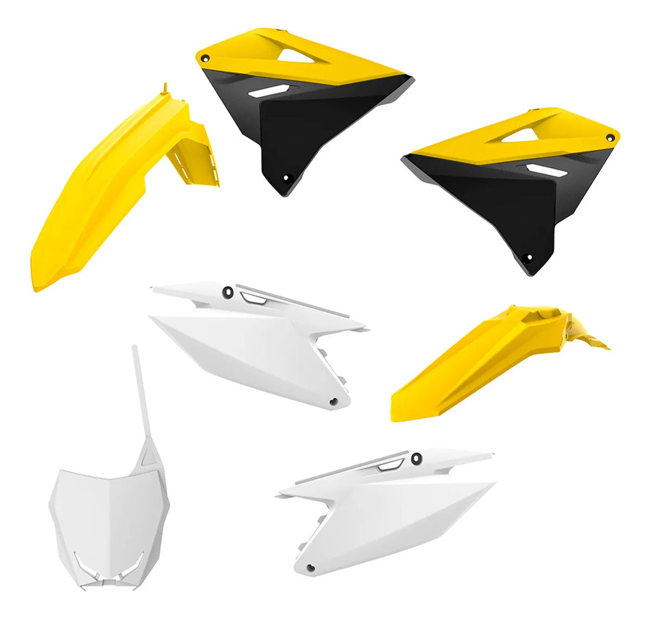 KIT DE PLASTICOS -  RESTYLING SUZUKI RM 125/250 01-08 - AMARILLO/BLANCO/NEGRO - PORLISPORT