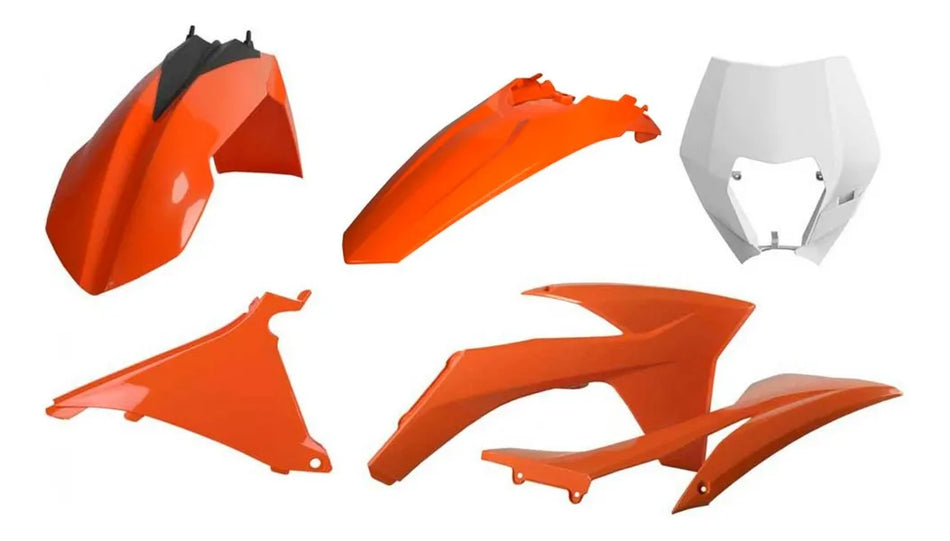 KIT DE PLASTICOS -  KTM EXC/EXC-F/XC-W/XCF-W 12-13 - NARANJA/BLANCO - POLISPORT