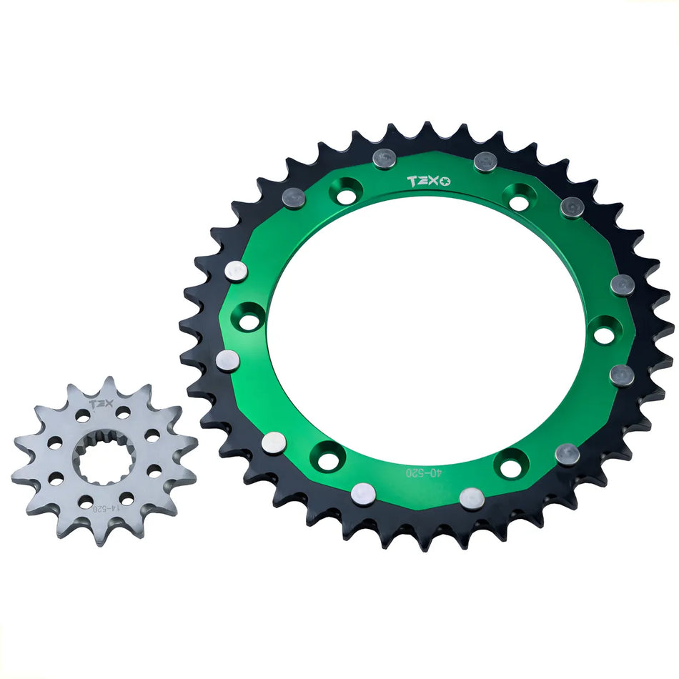 KIT ENGRANE SPROCKET KAWASAKI KLX 300 21-25 - KLX 300SM 21-25 - KLX 230S 20-25 40T/14T - TEX