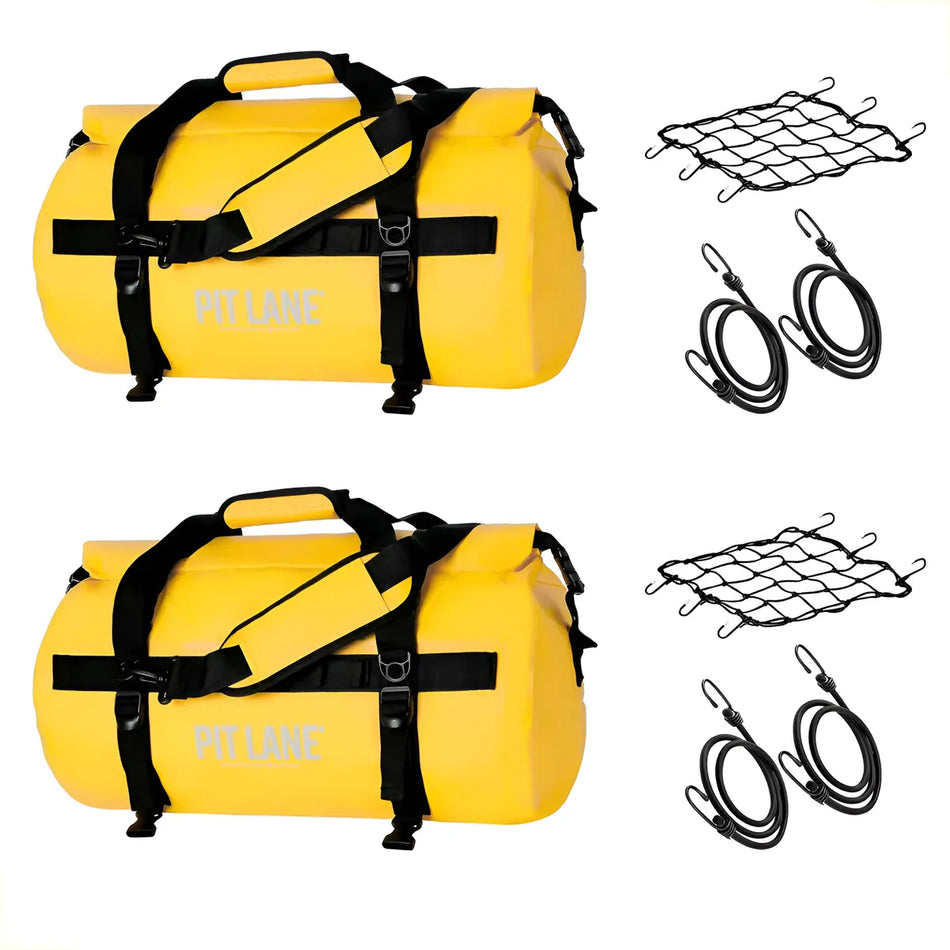 COMBO X2 MALETA BOLSA TRASERA 35 LTS - INPERMEABLE - UNIVERSAL - AMARILLO - PIT LANE