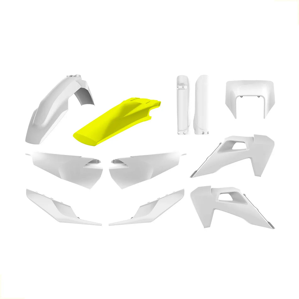 KIT DE PLASTICOS HUSQVARNA TE 150/250/300 - FE 250/350/450/501 20-23 - BLANCO/AMARILLO - POLISPORT