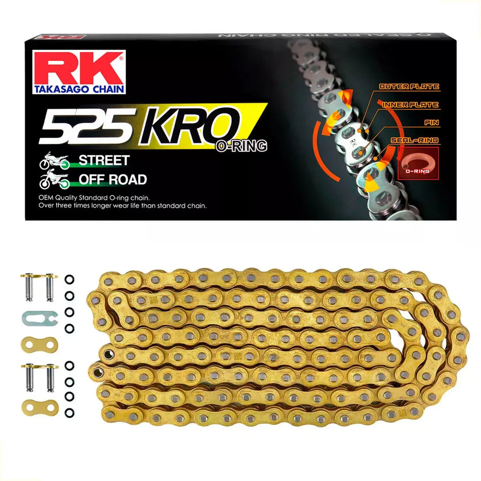 CADENA GB 525 KRO X 124L CON ORING - DORADA - RK