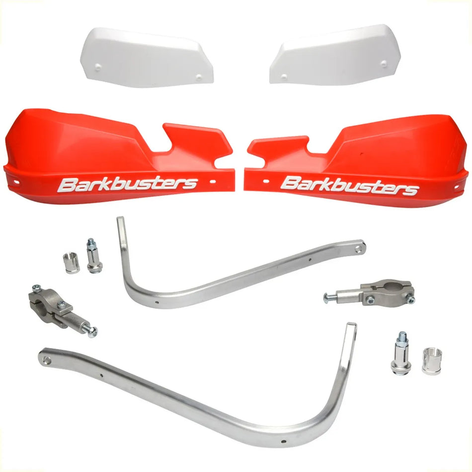 CUBRE PUÑOS ALUMINIO VPS PARA MANUBRIO ESTANDAR 22MM - UNIVERSAL - ROJO/BLANCO - BARKBUSTERS