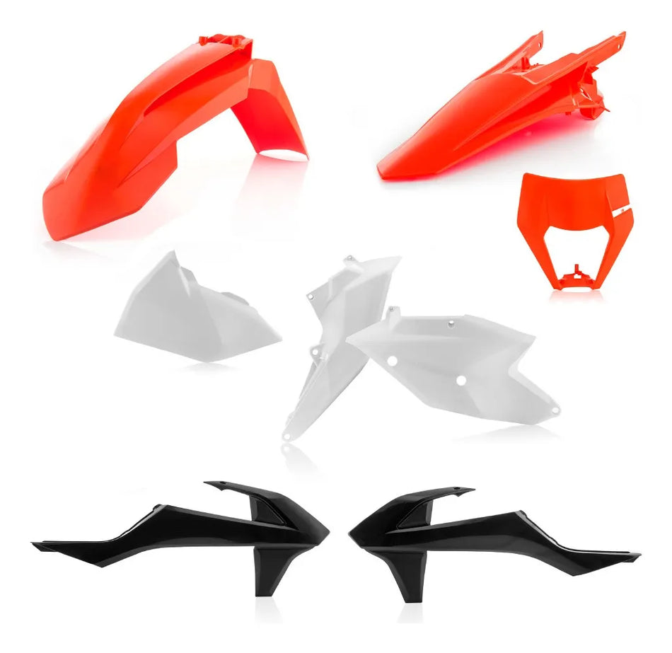KIT DE PLASTICOS - KTM EXC/EXC-F 17-19 - NARANJA/BLANCO/NEGRO - POLISPORT