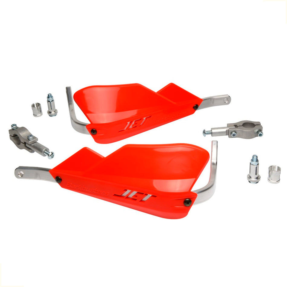 CUBRE PUÑOS ALUMINIO JET PARA MANUBRIO ESTANDAR 22MM - ENDURO UNIVERSAL - COLOR ROJO - BARKBUSTERS