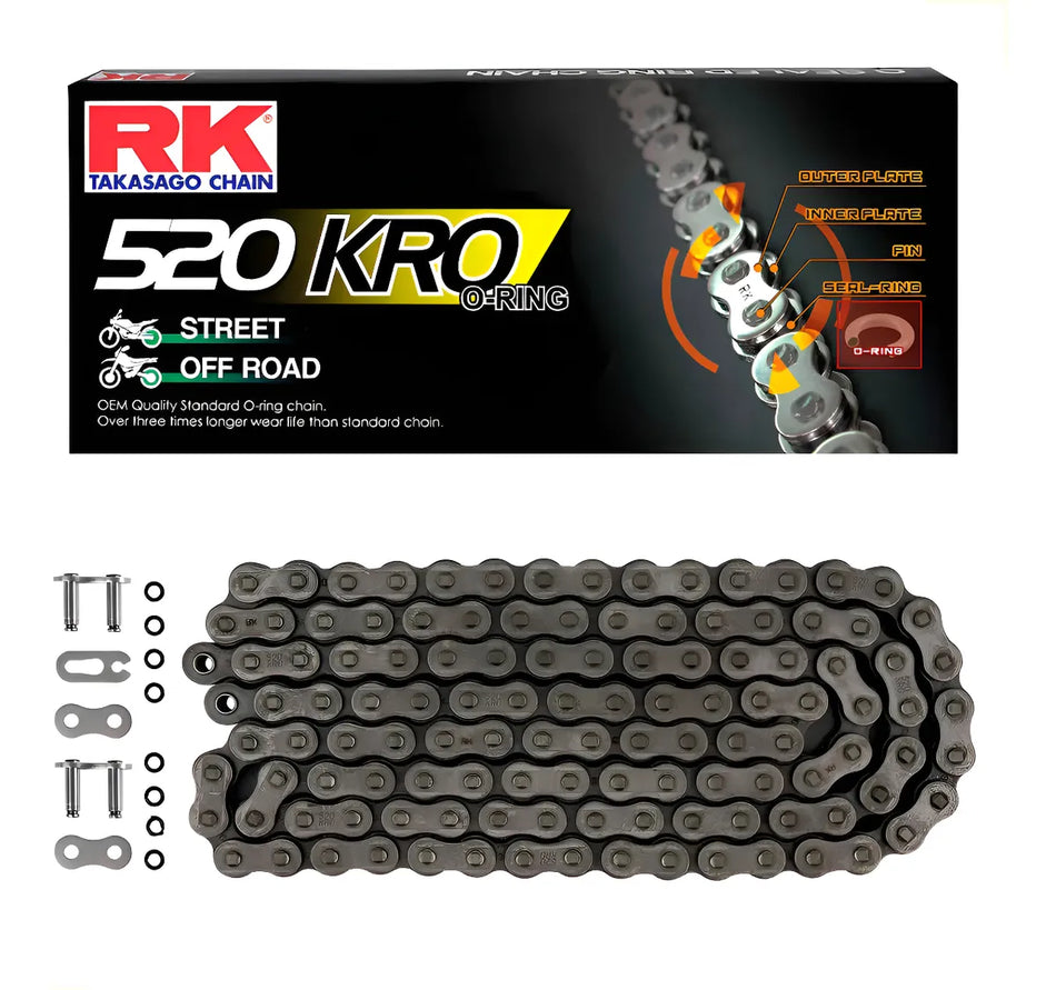 CADENA 520 KRO X 114L CON ORING NEGRA - RK