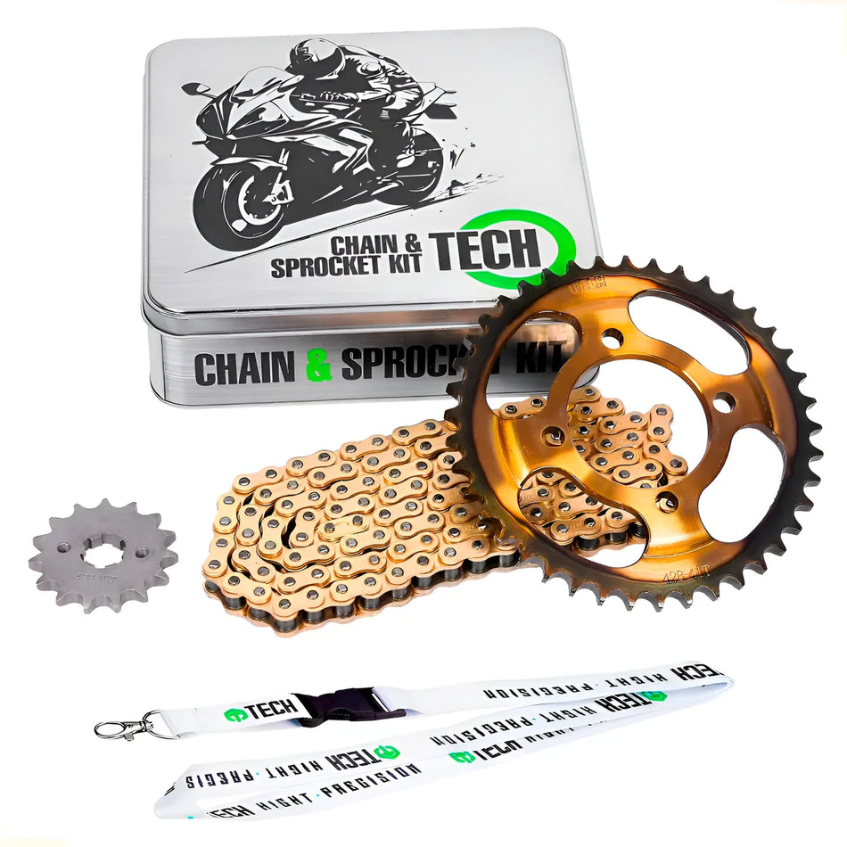KIT DE ARRASTRE ITALIKA FT 150 TS - FT 150 S - DT 150 CLÁSICA -  REFORZADO - GOLD - TECH