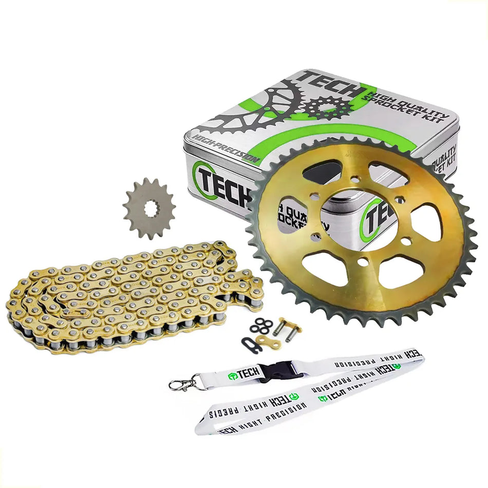 KIT DE ARRASTRE KAWASAKI VERSYS 650 - ER6-N - EX NINJA 650 - Z 650 - CF MOTO 650 GT - CON ORING - GOLD - TECH
