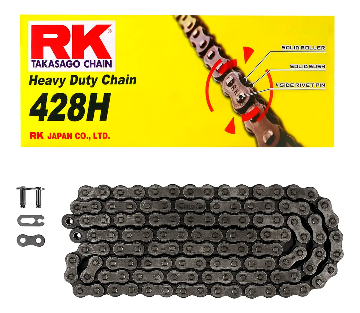 Marca Rk Ydf CADENA 428H X 136L - REFORZADA - NEGRO - RK – Motofly Mexico