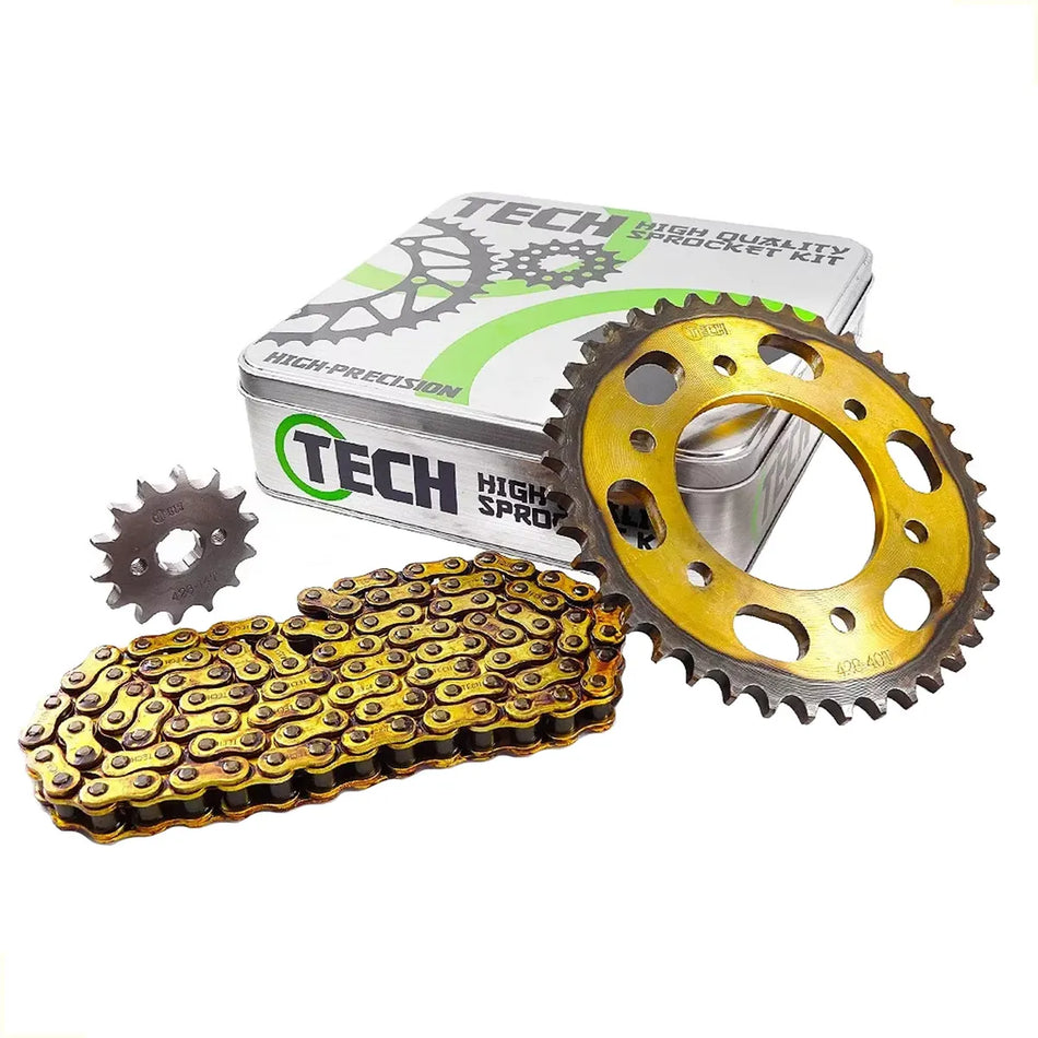 KIT DE ARRASTRE YAMAHA FZ 16 - FAZER 150 - REFORZADO - GOLD - TECH