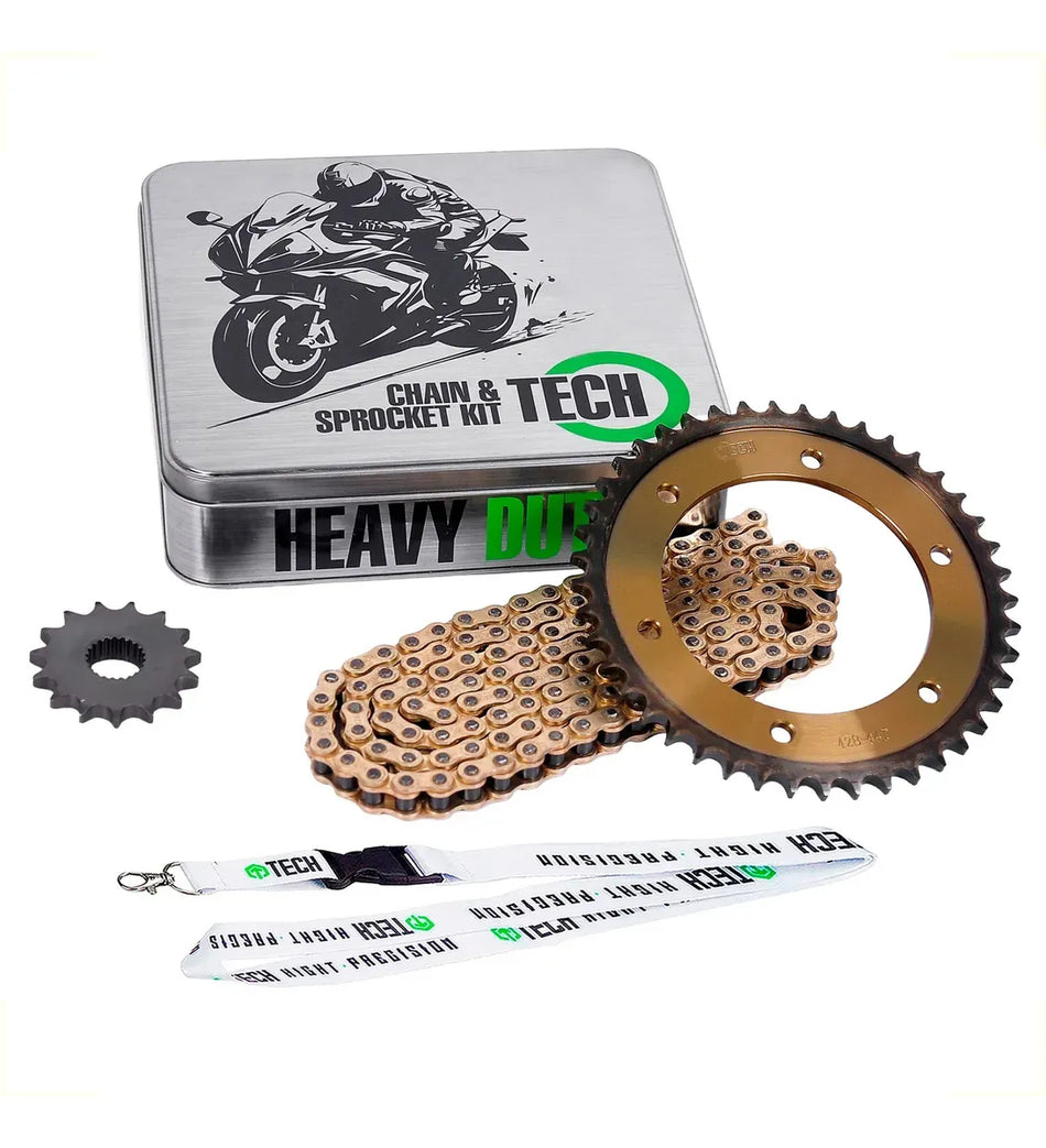 KIT DE ARRASTRE YAMAHA YBR 250 - YS 250 - FAZER 250 - REFORZADO - GOLD - TECH