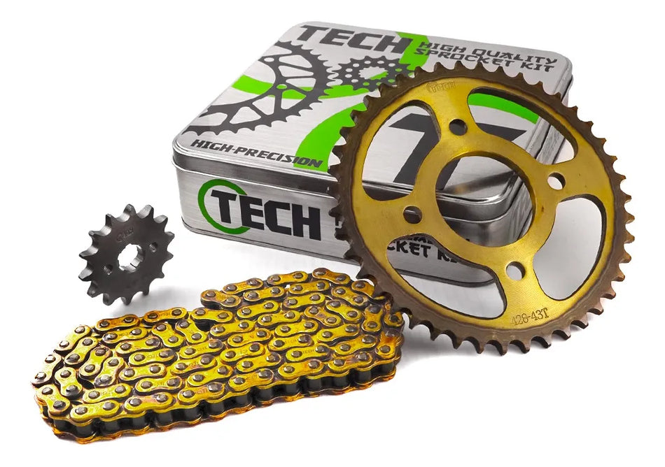 KIT DE ARRASTRE BAJAJ BAJAJ PULSAR 135 - NS 125 - DISCOVER 125 RACING - DISCOVER 150 - REFORZADO - GOLD - TECH