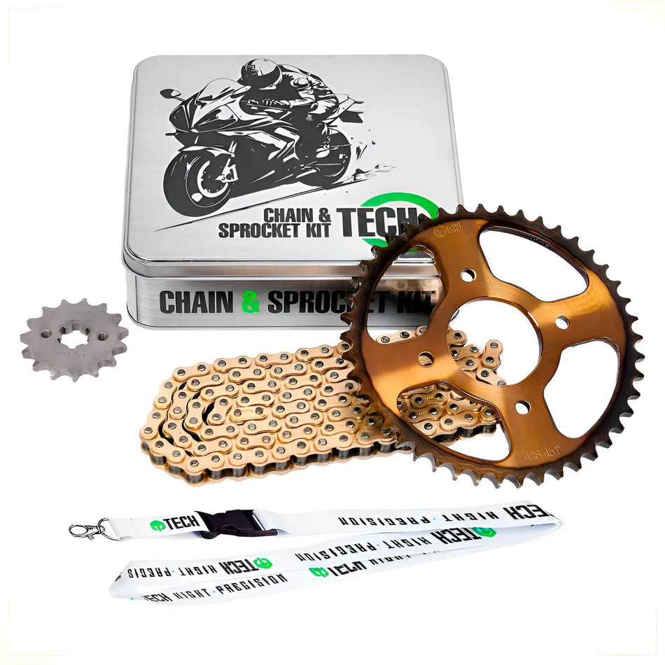 KIT DE ARRASTRE SUZUKI GIXXER 150 - GIXXER 150 SF - GSX-R 150 - REFORZADO - GOLD - TECH