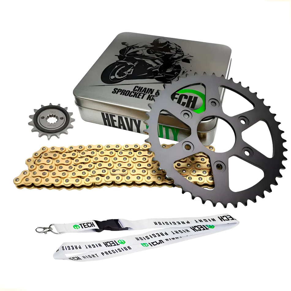 KIT DE ARRASTRE KTM 390 DUKE - 390 RC - 390 ADVENTURE - REFORZADO - GOLD - TECH