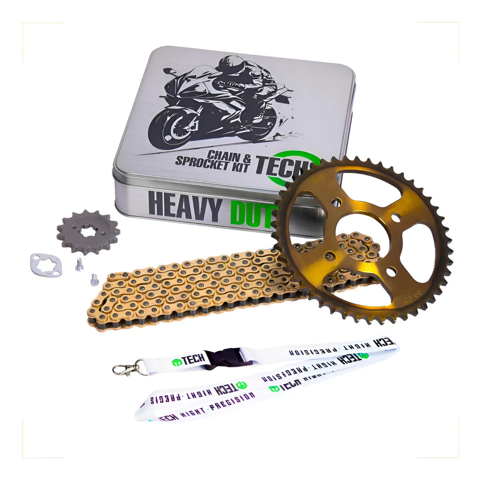 KIT DE ARRASTRE BAJAJ PULSAR NS 160 - FRENO TRASERO A DISCO -  REFORZADO - GOLD - TECH