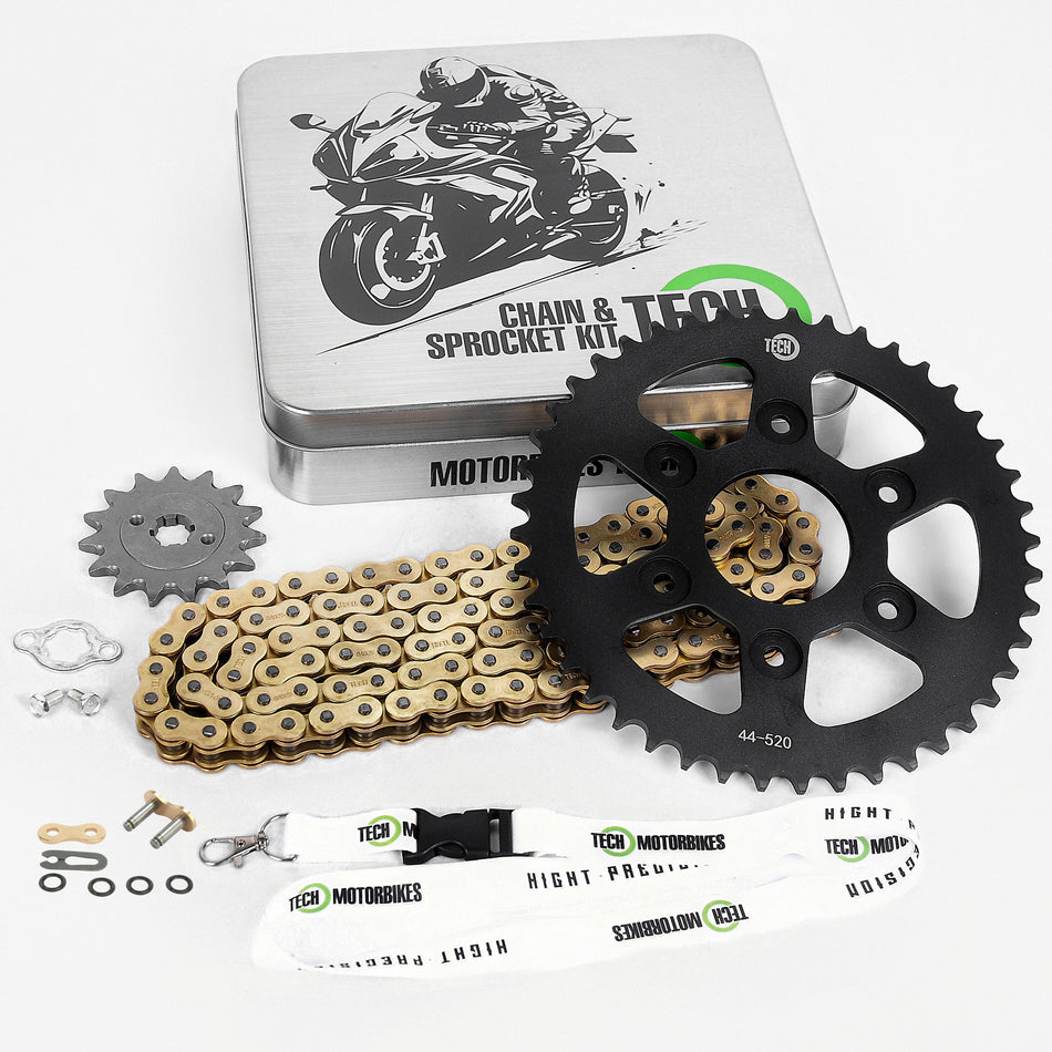 KIT ARRASTRE BAJAJ PULSAR N250 CON ORING REFORZADA - GOLD - TECH