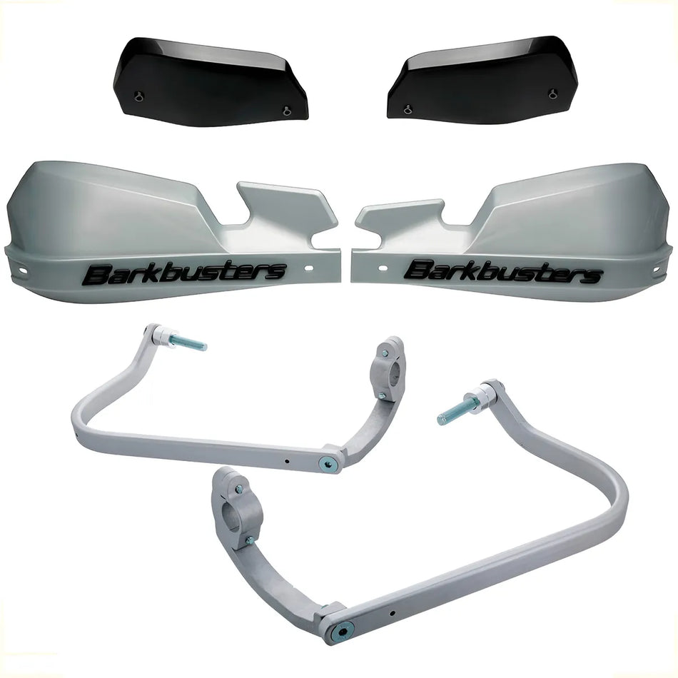 CUBRE PUÑOS ALUMINIO BMW F 750 GS - F 850 GS - R 1250 GS - R 1250 GS ADVENTURE - PLATEADO/NEGRO [INCLUYE PLASTICOS VPS] - BARKBUSTERS