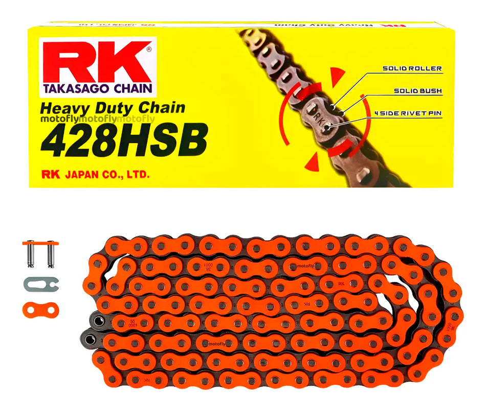 CADENA 428H X 136L - REFORZADA - NARANJA - RK